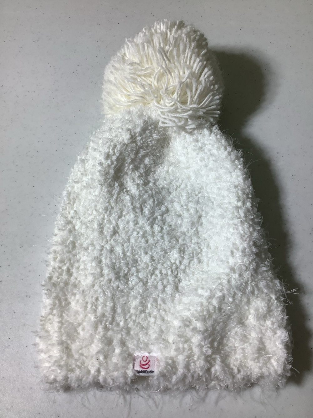 CuddlDuds white eyelash beanie